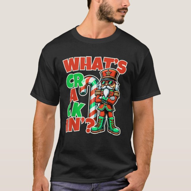 Funny Christmas Nutcracker Whats Crackin Xmas Boys T-Shirt (Front)