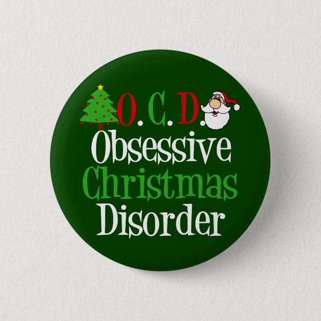 Funny Christmas Obsessed 6 Cm Round Badge (Front)