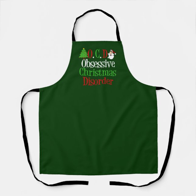 Funny Christmas Obsessed Apron (Front)