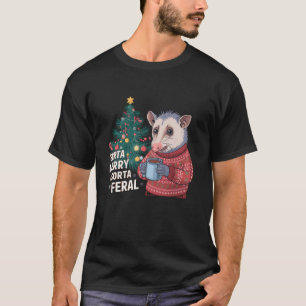 Funny Christmas Opossum Sorta Merry Sorta Feral Sa T-Shirt