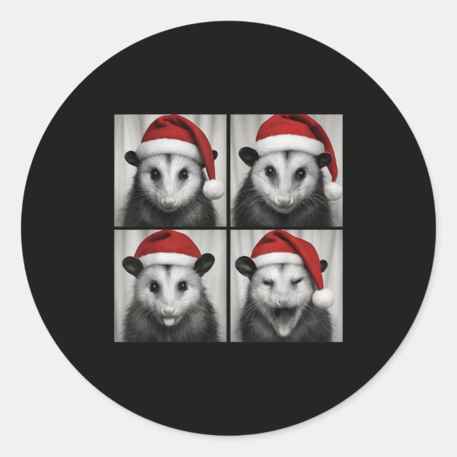 Funny Christmas Ossum Santa Photo Booth  Classic Round Sticker (Front)