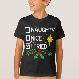 Funny Christmas Pajama Naughty Nice Gift T-Shirt