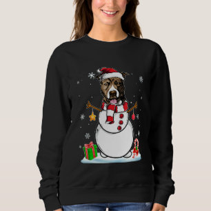 Funny Christmas Pajama Pitbull Dog Santa Snowman Sweatshirt
