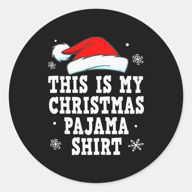 Funny Christmas Pajama Pj Outfit Mens Womens  Classic Round Sticker (Front)