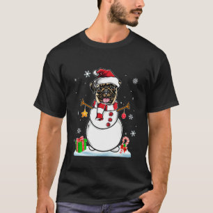 Funny Christmas Pajama Pug Dog Santa Snowman T-Shirt