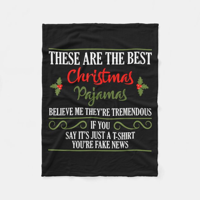 Funny Christmas Pajamas Donald Trump Gag Joke Pjs  Fleece Blanket (Front)