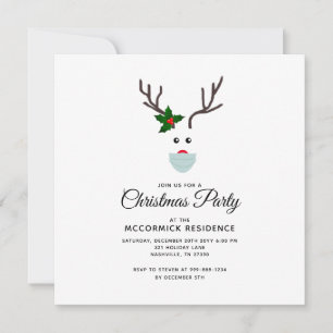 Funny Christmas Party 2021 Covid Reindeer Custom Holiday Card