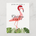 Funny Christmas Party flamingo postcard<br><div class="desc">Funny Christmas Party flamingo postcard. Find matching items in our shop or contact us.</div>