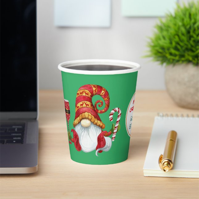 Funny Christmas Party Gnome Paper Cups (Insitu)