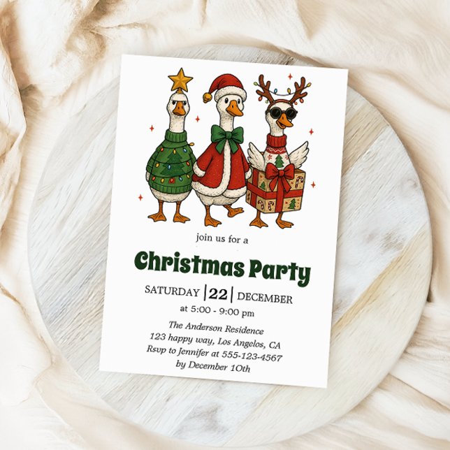 Funny Christmas Party Invitation | Festive Ducks   (Creator Uploaded)