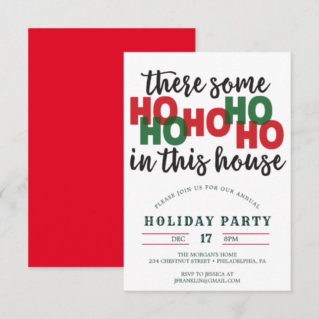 Funny Christmas Party Invitation Ho's Open House (Front/Back)