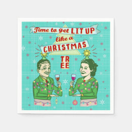 Funny Christmas Party Retro Adult Drinking Holiday Napkin