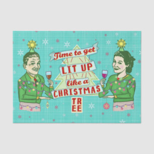 Funny Christmas Party Retro Adult Drinking Holiday Tissue Paper