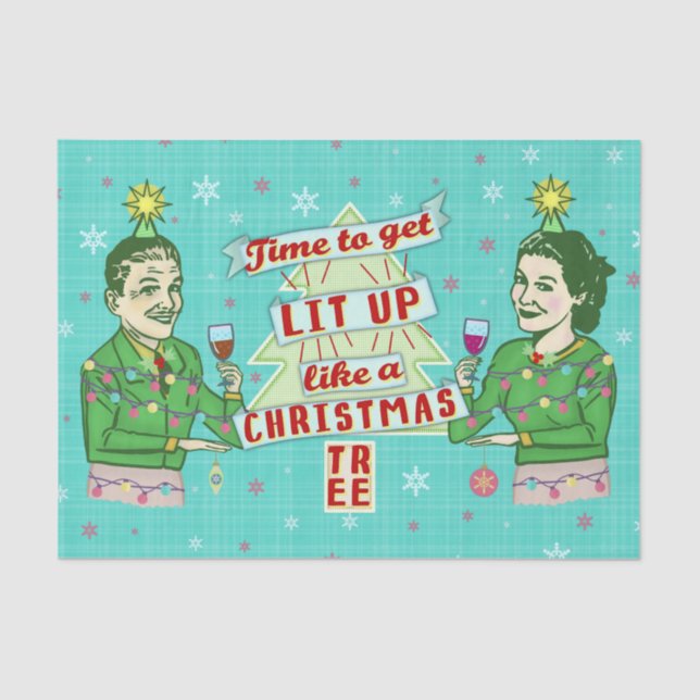 Funny Christmas Party Retro Adult Drinking Holiday Tissue Paper (Front)