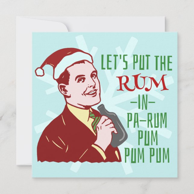 Funny Christmas Party Retro Rum Adult Holiday Invitation (Front)