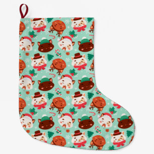 Funny Christmas Pattern Large Christmas Stocking