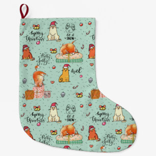 Funny Christmas Pattern Large Christmas Stocking