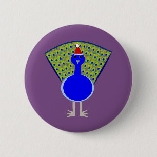 Funny Christmas Peacock 6 Cm Round Badge