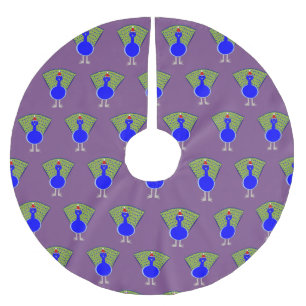 Funny Christmas Peacock Brushed Polyester Tree Skirt