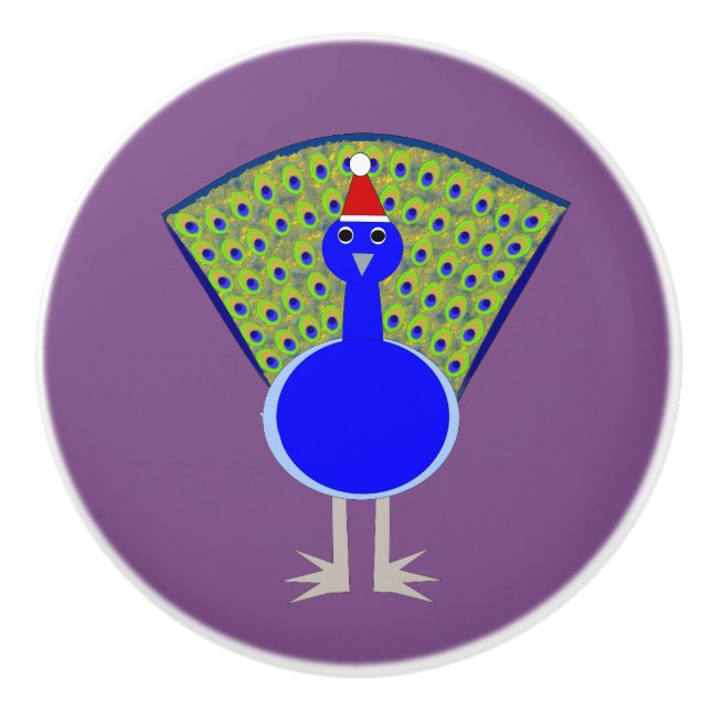 Funny Christmas Peacock Ceramic Knob (Front)
