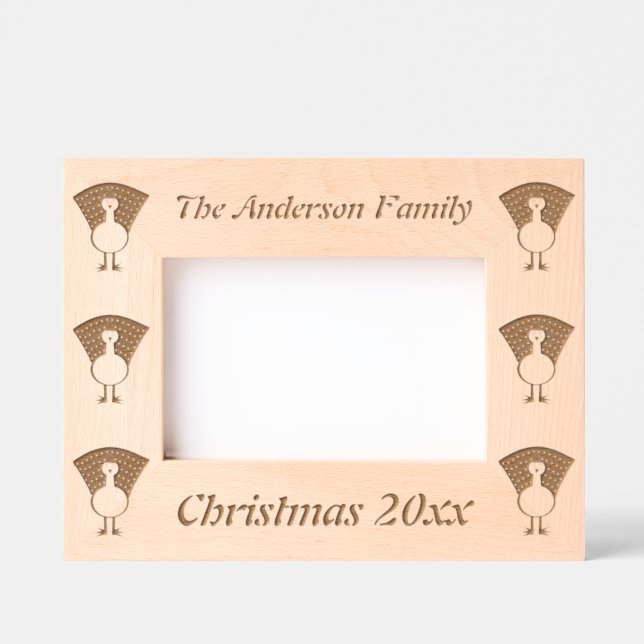 Funny Christmas Peacock Custom Etched Frames (Front)