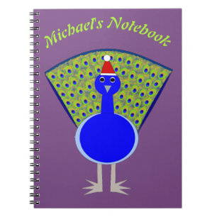 Funny Christmas Peacock Custom Notebook