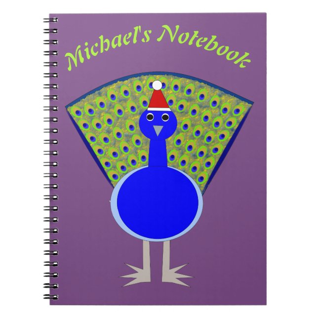 Funny Christmas Peacock Custom Notebook (Front)