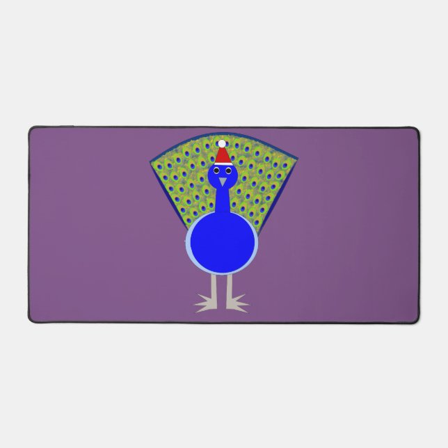 Funny Christmas Peacock Desk Mat (Front)