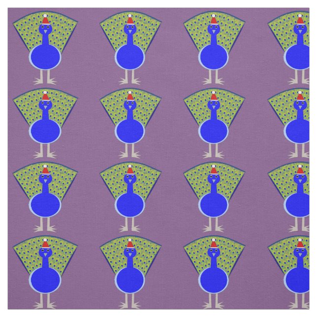 Funny Christmas Peacock Fabric (Swatch)