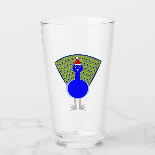 Funny Christmas Peacock Glass (Front)