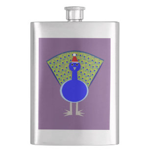 Funny Christmas Peacock Hip Flask