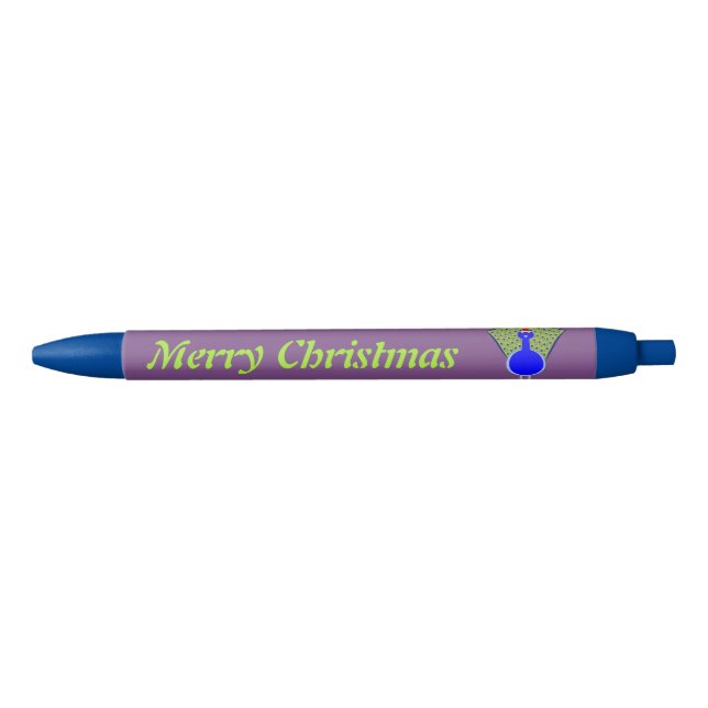 Funny Christmas Peacock Personalised Blue Ink Pen (Front)