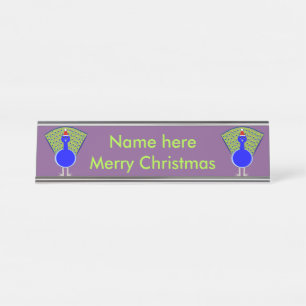 Funny Christmas Peacock Personalised Desk Name Plate