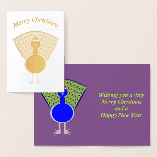 Funny Christmas Peacock Personalised Foil Card (Display)