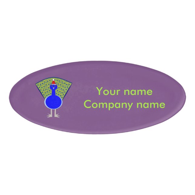 Funny Christmas Peacock Personalised Name Tag (Front)