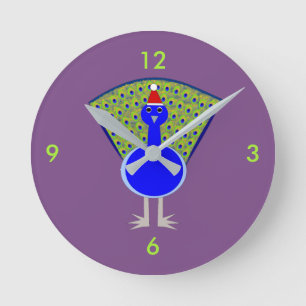 Funny Christmas Peacock Round Clock