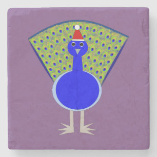 Funny Christmas Peacock Stone Coaster