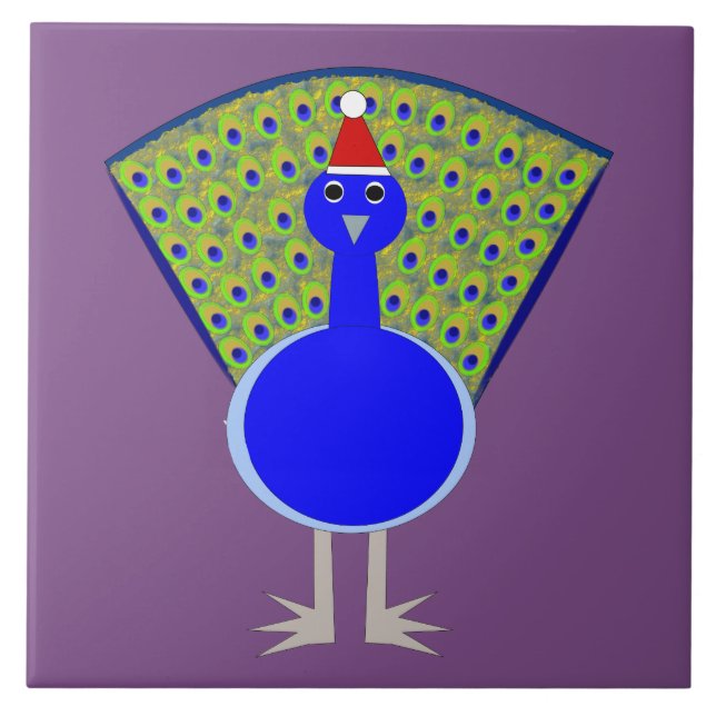 Funny Christmas Peacock Tile (Front)