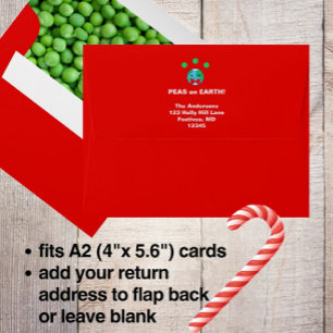 Funny Christmas "Peas on Earth" A2 Return Address Envelope