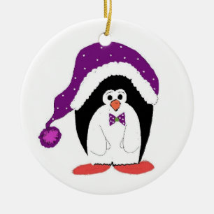 Funny Christmas Penguin Ceramic Tree Decoration