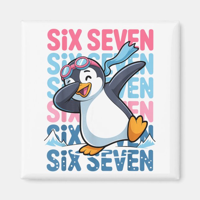 Funny Christmas Penguin Dabbing Xmas Dab Six Seven Magnet (Front)