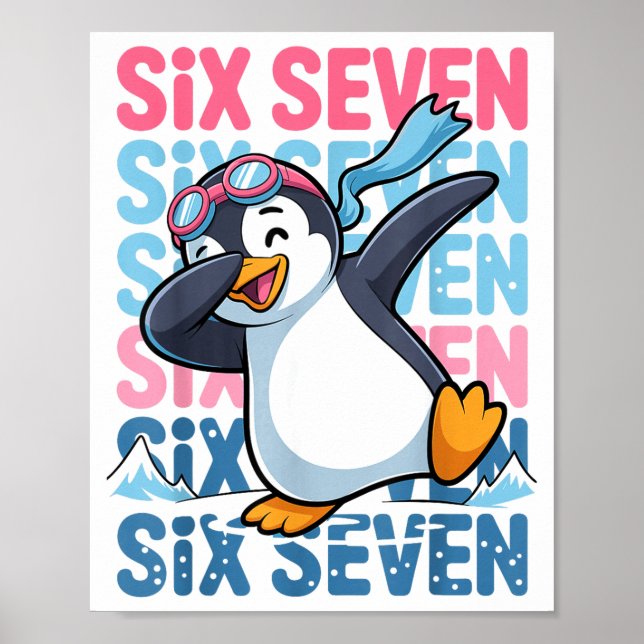 Funny Christmas Penguin Dabbing Xmas Dab Six Seven Poster (Front)