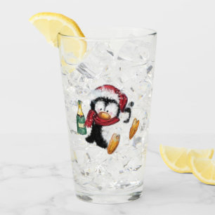 Funny Christmas Penguin Glass