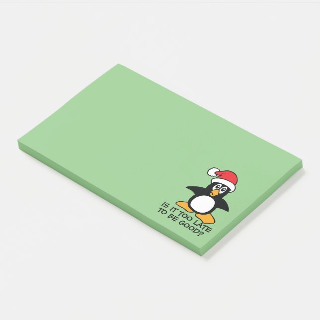Funny Christmas Penguin Is it too late to be good Post-it Notes (Angled)