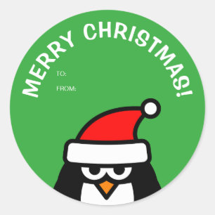 Funny Christmas penguin to and from stickers