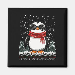 Funny Christmas Penguin With Sungles Ugly Christma Magnet