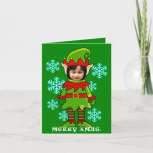 Funny Christmas personalised elf photo Holiday Card