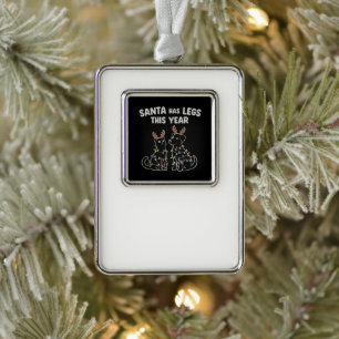Funny Christmas Pet Humour Santa Has Legs This Silver Plated Framed Ornament
