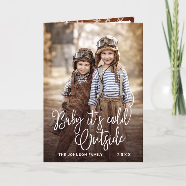 Funny Christmas PHOTO Baby It's Cold Outside Holiday Card (Front)
