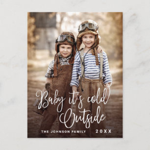 Funny Christmas PHOTO Baby It's Cold Outside Holiday Postcard